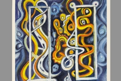 Threads of Silent Light — gouache and watercolor on paper, 9 × 6 in., 2025