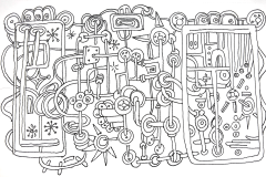Business Meeting — pen and ink on paper, 9 × 6 in., 2025