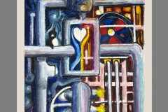 A Heart Beats Within — mixed media and gouache on paper, 5 × 7 in., 2025.