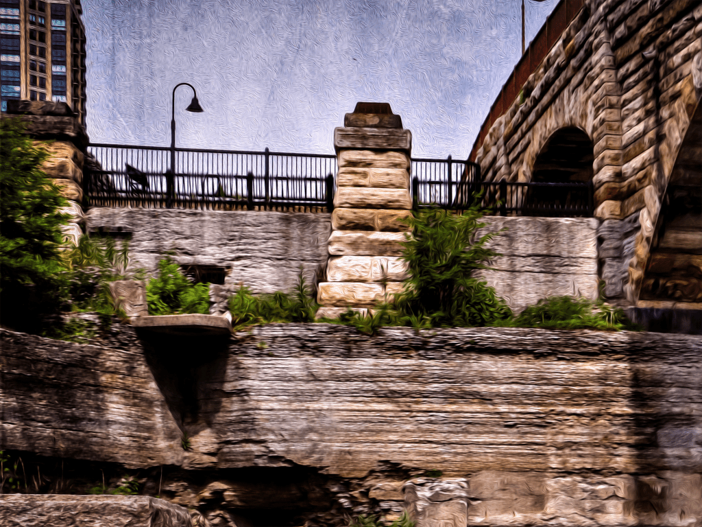 Impressionistic photography of Minneapolis ruins