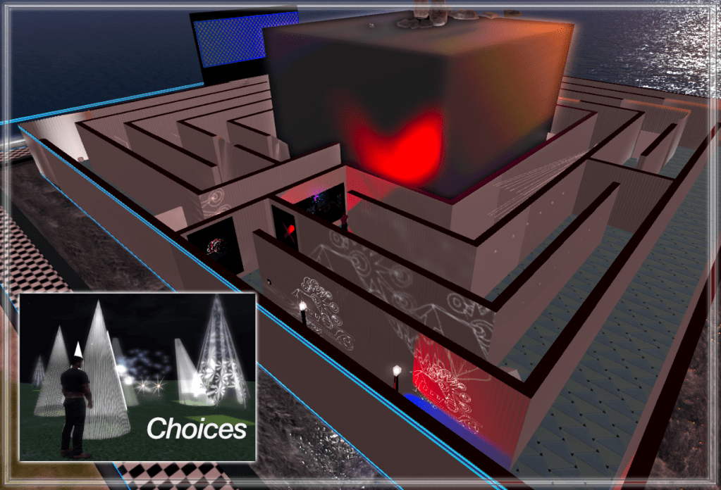 SLEA Labyrinth as of 11-13-23, created by Bill Hendricks / Tap Quentin for Second Life Endowment for the Arts Grant.