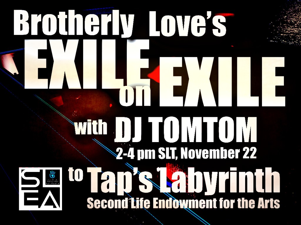 Poster for the second party at the  Labyrinthine/Labyrinth. Friends from Brotherly Love, Exile, and a dance club moved their weekly party to the labyrinth's center.